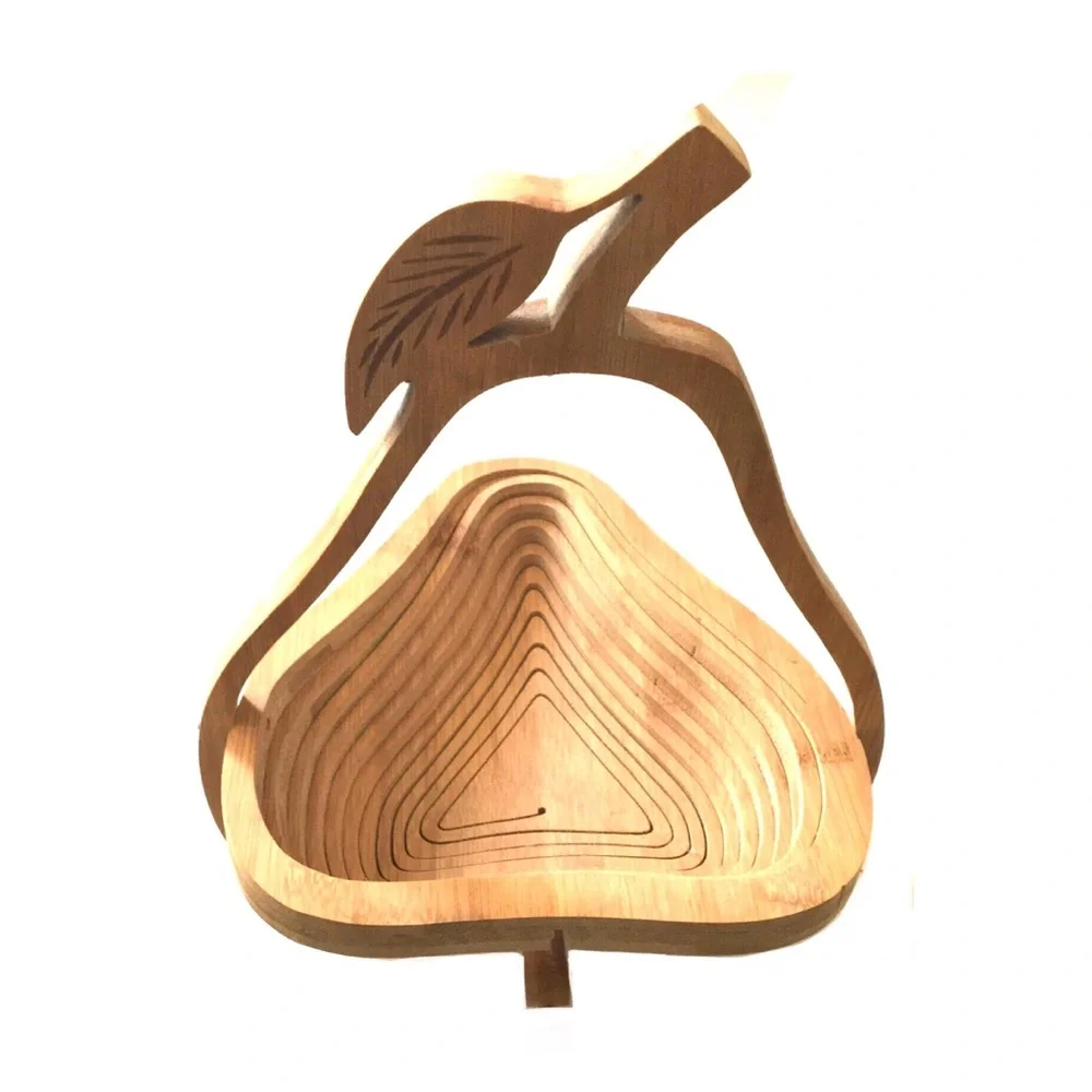 Vintage Craftsman Collapsible Bamboo Basket in Pear Shape